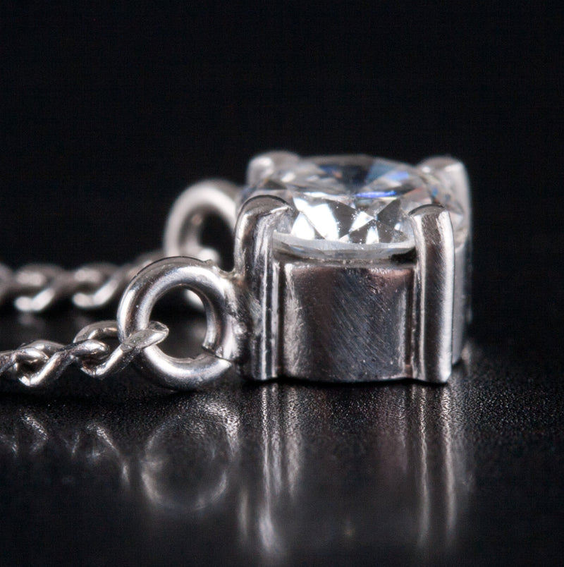 .900 Platinum Round H SI2 Diamond Solitaire Necklace .33ct 3.10g