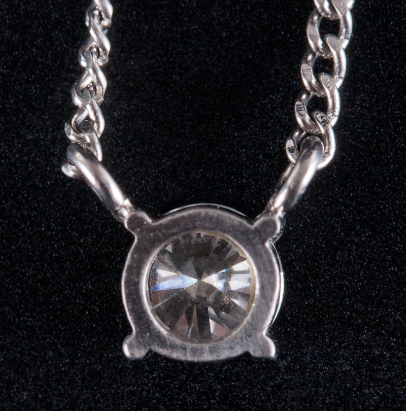 .900 Platinum Round H SI2 Diamond Solitaire Necklace .33ct 3.10g