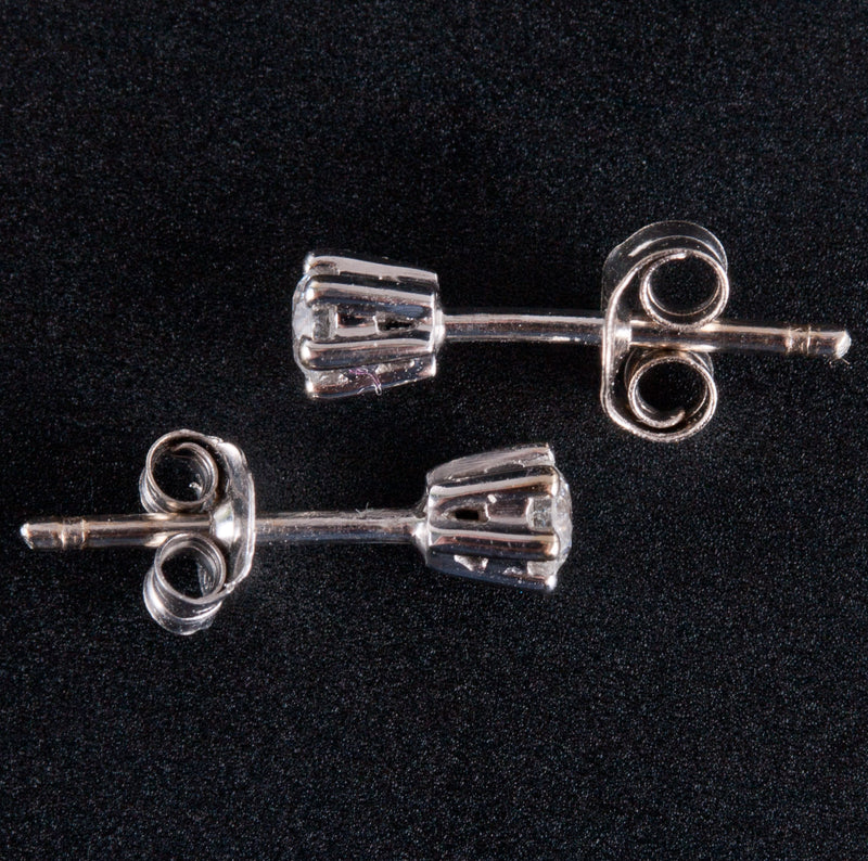 14k White Gold Round H SI2 Diamond Solitaire Stud Earrings .18ctw .61g