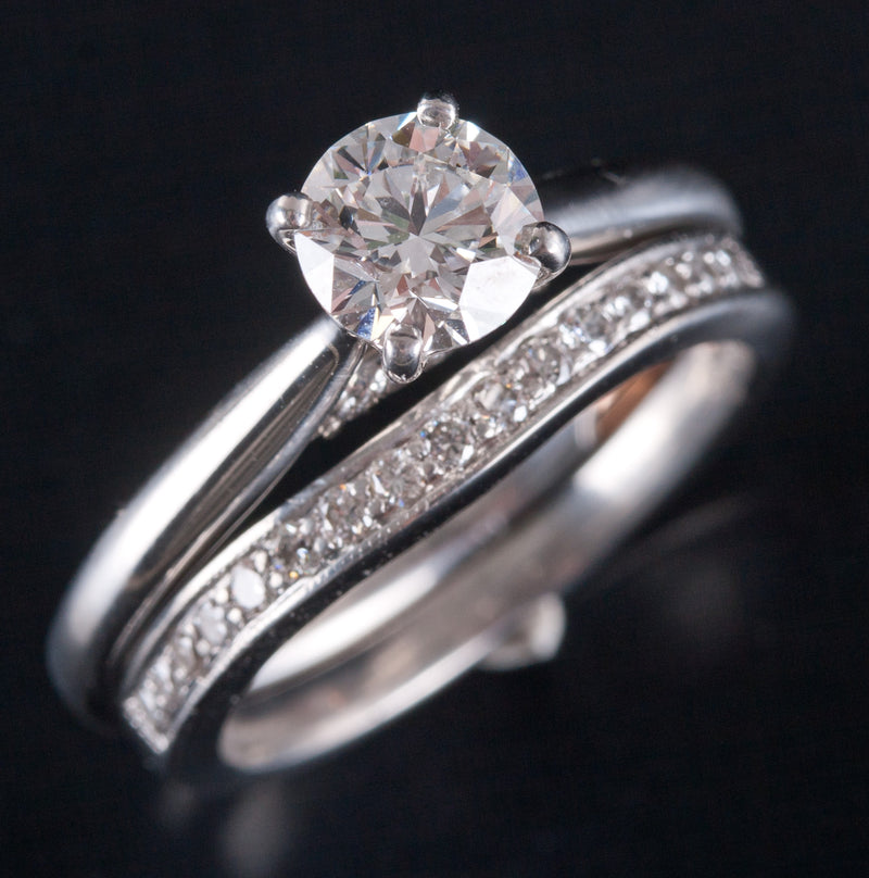 Platinum 18k Rose Gold Diamond Engagement Wedding Ring Set W/ GIA Cert 1.08ctw