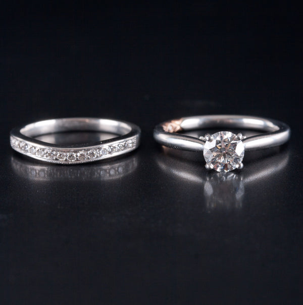 Platinum 18k Rose Gold Diamond Engagement Wedding Ring Set W/ GIA Cert 1.08ctw