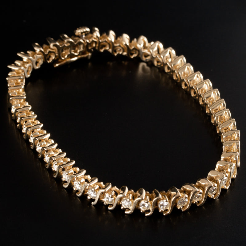 14k Yellow Gold Round H SI2 Diamond Tennis Bracelet 3.08ctw 7" Length 18.25g