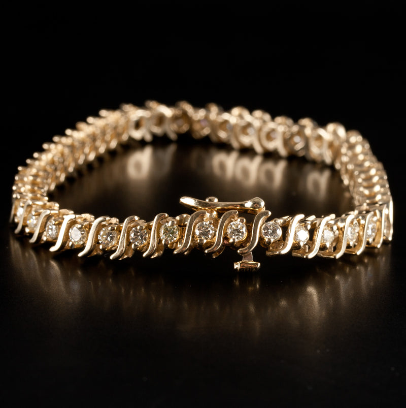 14k Yellow Gold Round H SI2 Diamond Tennis Bracelet 3.08ctw 7" Length 18.25g