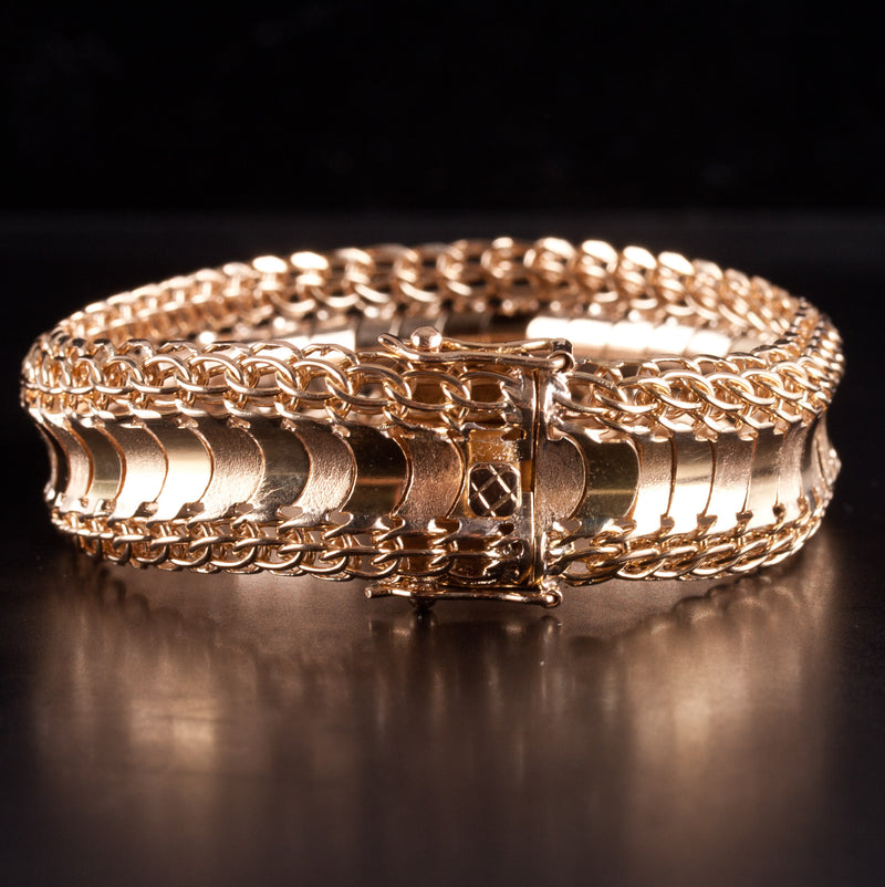 14k Yellow Gold Heavy Fancy Link Style Chain Bracelet 36.5g 7.25" Length