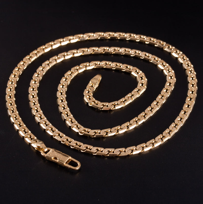 18k Yellow Gold Anchor / Curb Style Chain Necklace 22.3g 20" Length 3.5mm Width