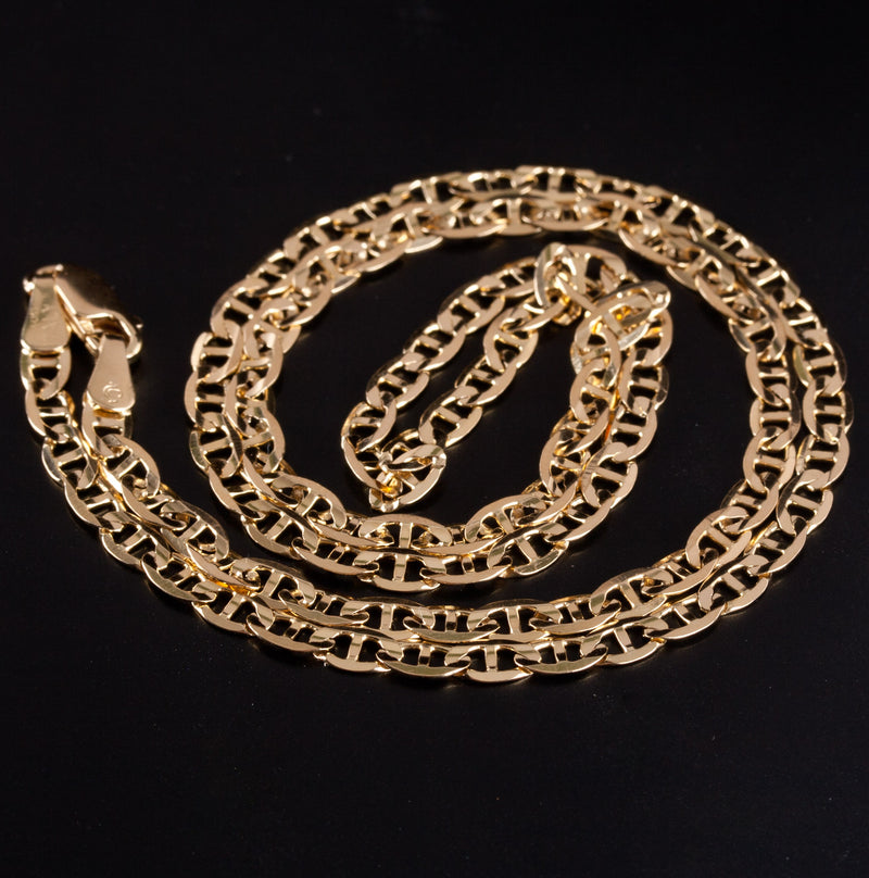 14k Yellow Gold Mariner Style Chain Necklace 7.25g 20" Length 3.45mm Width