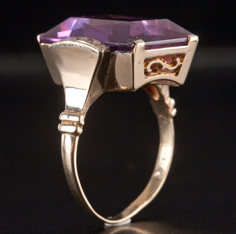 14k Yellow White Gold Lab-Created Alexandrite Solitaire Ring 7.34ctw 6.94g