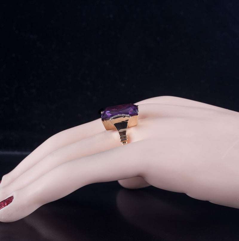 14k Yellow White Gold Lab-Created Alexandrite Solitaire Ring 7.34ctw 6.94g