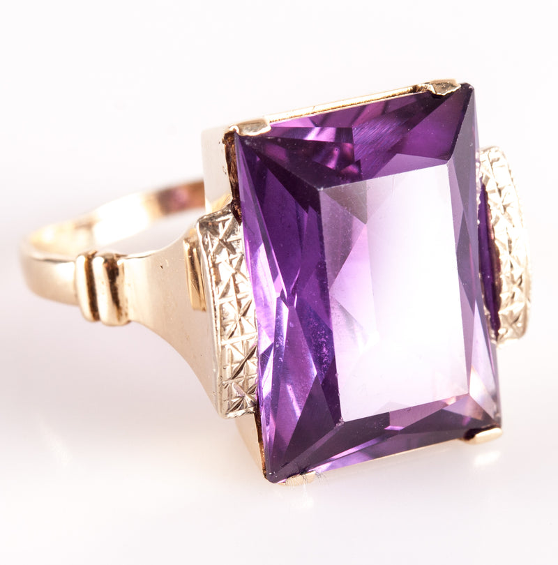 14k Yellow White Gold Lab-Created Alexandrite Solitaire Ring 7.34ctw 6.94g