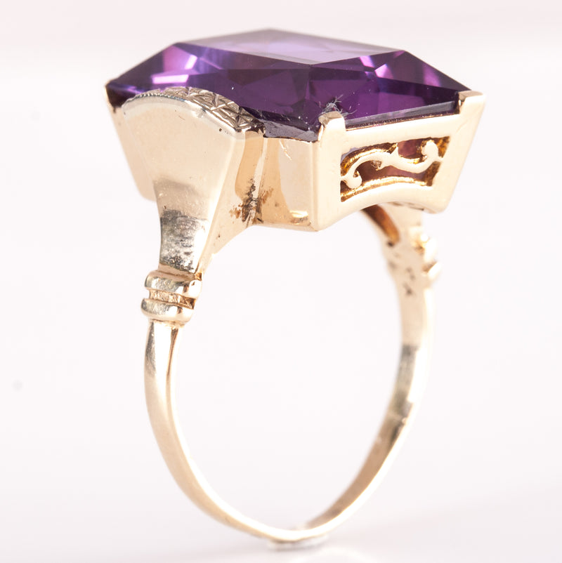 14k Yellow White Gold Lab-Created Alexandrite Solitaire Ring 7.34ctw 6.94g