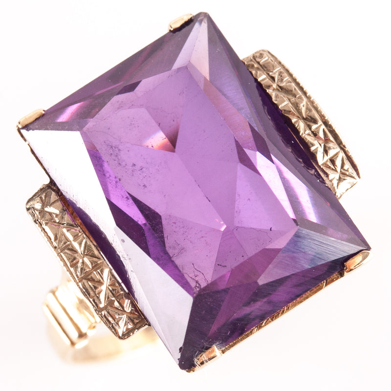 14k Yellow White Gold Lab-Created Alexandrite Solitaire Ring 7.34ctw 6.94g