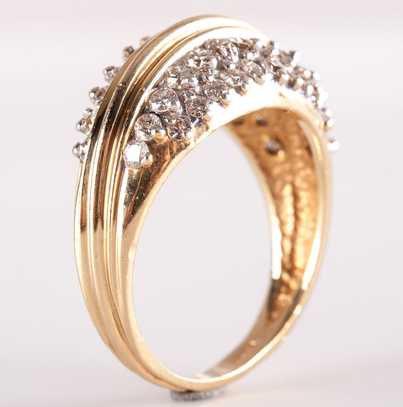 14k Yellow White Gold Two-Tone Round H SI2 Diamond Cluster Ring .68ctw 4.7g