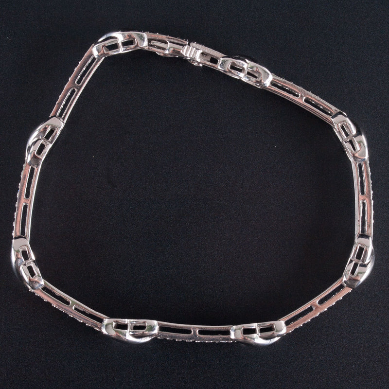 14k White Gold Round Diamond X Style Tennis Bracelet 1.44ctw 11.45g 6.75" Length