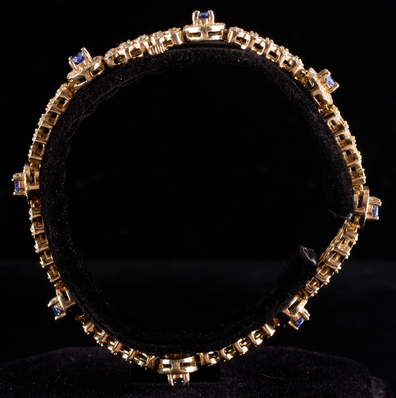 14k Yellow Gold Oval Tanzanite Round Diamond Cocktail Bracelet 3.68ctw 23.4g