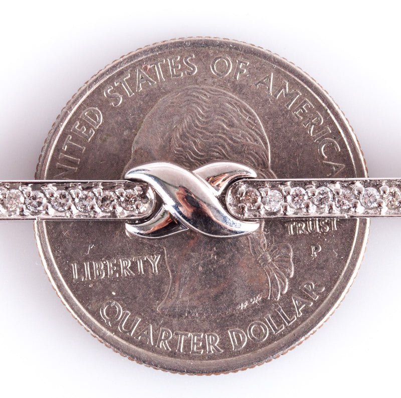 14k White Gold Round Diamond X Style Tennis Bracelet 1.44ctw 11.45g 6.75" Length