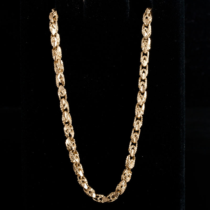 14k Yellow Gold Fancy Link Style Chain Necklace 12.85g 20" Length 2.9mm Width