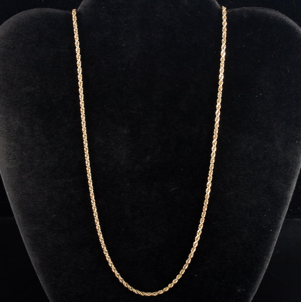 14k Yellow Gold Rope Style Chain Necklace 9.90g 20" Length 2.0mm Width