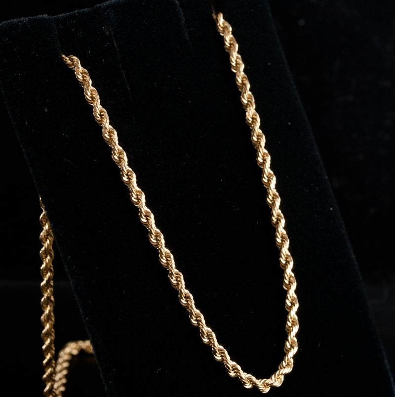 14k Yellow Gold Rope Style Chain Necklace 9.90g 20" Length 2.0mm Width
