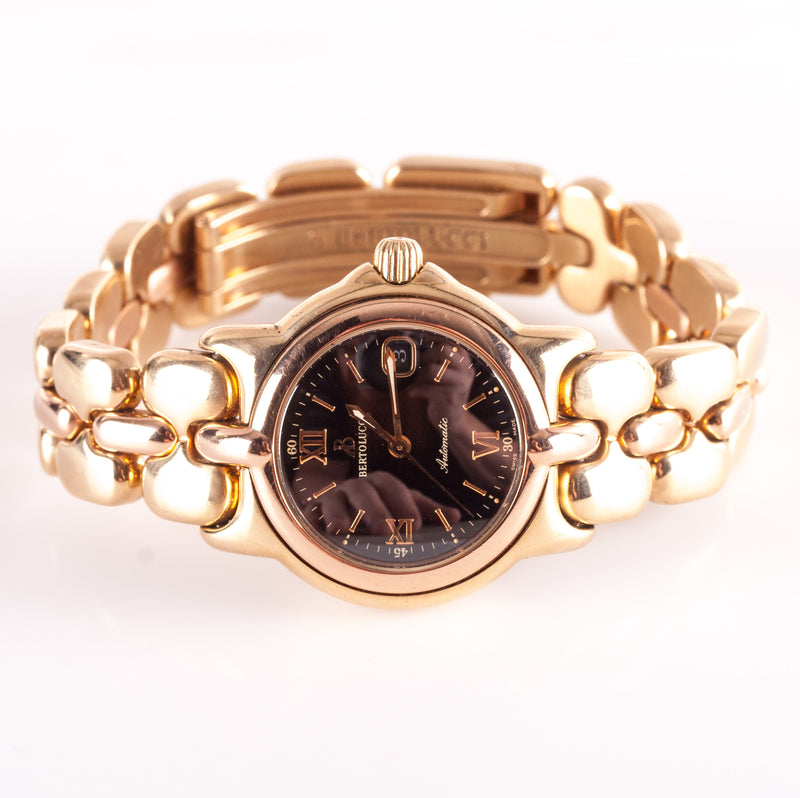 Bertolucci 18k Yellow Rose Gold Automatic Wrist Watch W/ Original Box 109.1g