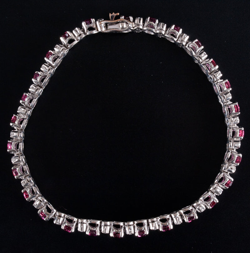 14k White Gold Ruby Diamond Necklace Earring Bracelet Set 5.525ctw 39.2g