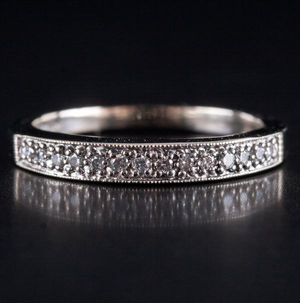 14k White Gold Round H SI1 Diamond Wedding Anniversary Ring .14ctw 2.88g