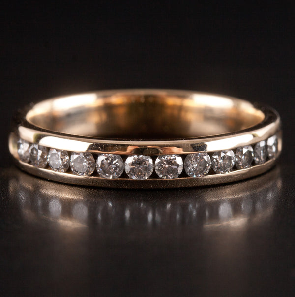 14k Yellow Gold Round H-I SI1 Diamond Channel Set Wedding Ring .60ctw 3.91g
