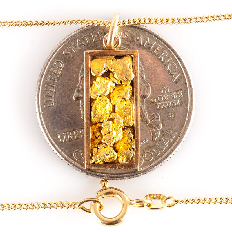 20k / 14k Yellow Gold Natural Gold Nugget Pendant W/ 19" Chain 5.1g