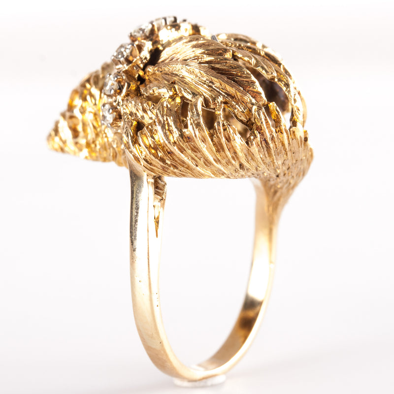 Ilias Lalaounis Vintage 18k Yellow Gold Diamond Cornucopia Ring .27ctw 13.4g