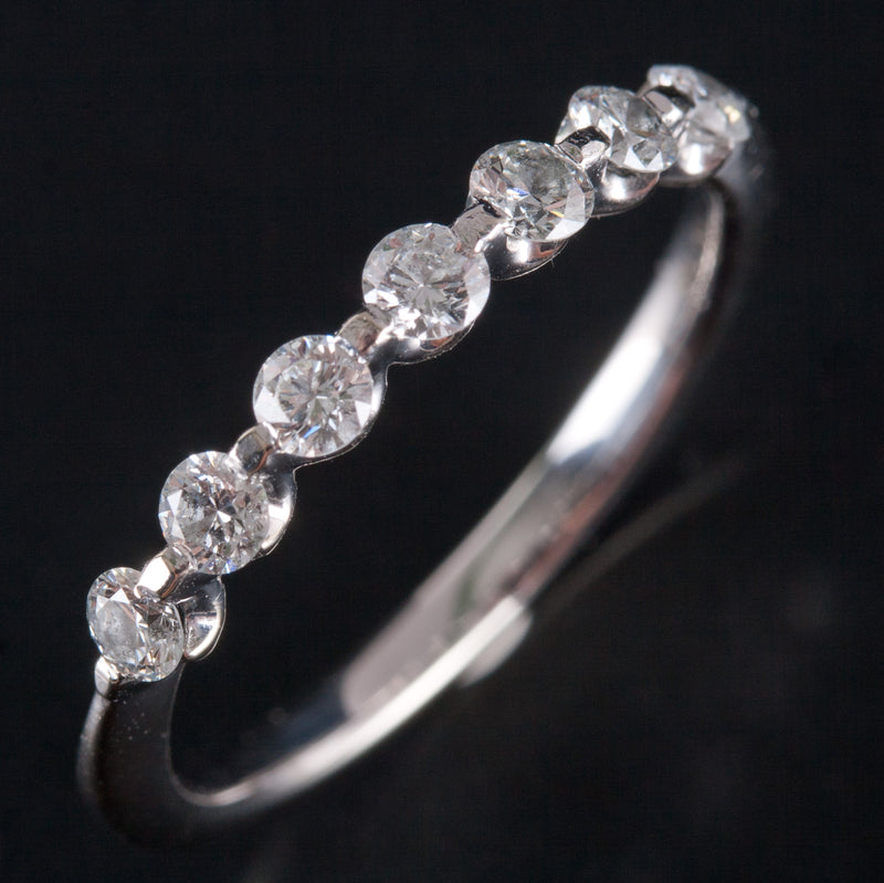 14k White Gold Round G - H SI2  Diamond Wedding Anniversary Ring .42ctw 1.95g