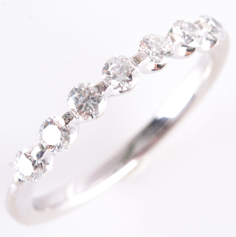 14k White Gold Round G - H SI2  Diamond Wedding Anniversary Ring .42ctw 1.95g