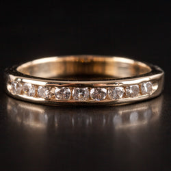 14k Yellow Gold Round H-I SI1-SI2 Diamond Channel Set Wedding Ring .27ctw 2.35g