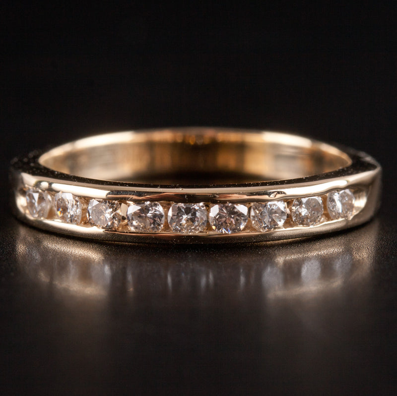 14k Yellow Gold Round H-I SI1-SI2 Diamond Channel Set Wedding Ring .27ctw 2.35g