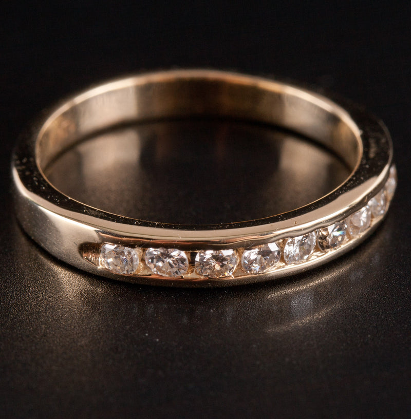 14k Yellow Gold Round H-I SI1-SI2 Diamond Channel Set Wedding Ring .27ctw 2.35g