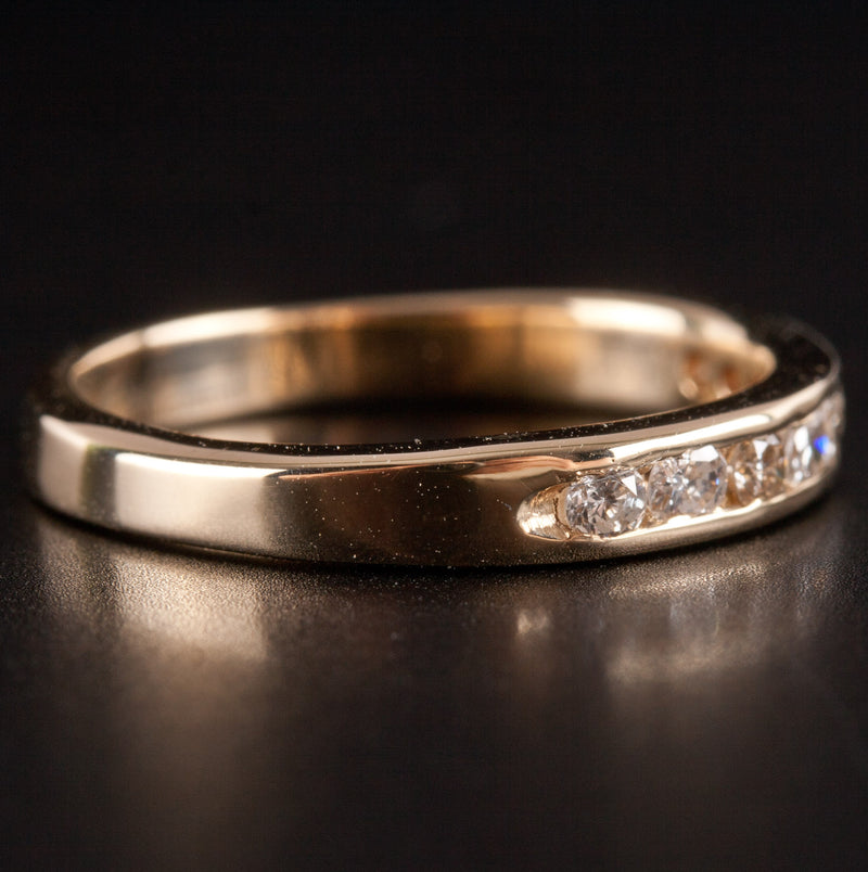 14k Yellow Gold Round H-I SI1-SI2 Diamond Channel Set Wedding Ring .27ctw 2.35g
