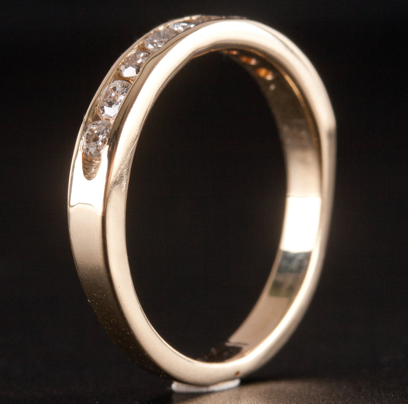 14k Yellow Gold Round H-I SI1-SI2 Diamond Channel Set Wedding Ring .27ctw 2.35g