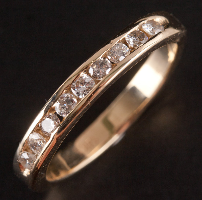 14k Yellow Gold Round H-I SI1-SI2 Diamond Channel Set Wedding Ring .27ctw 2.35g