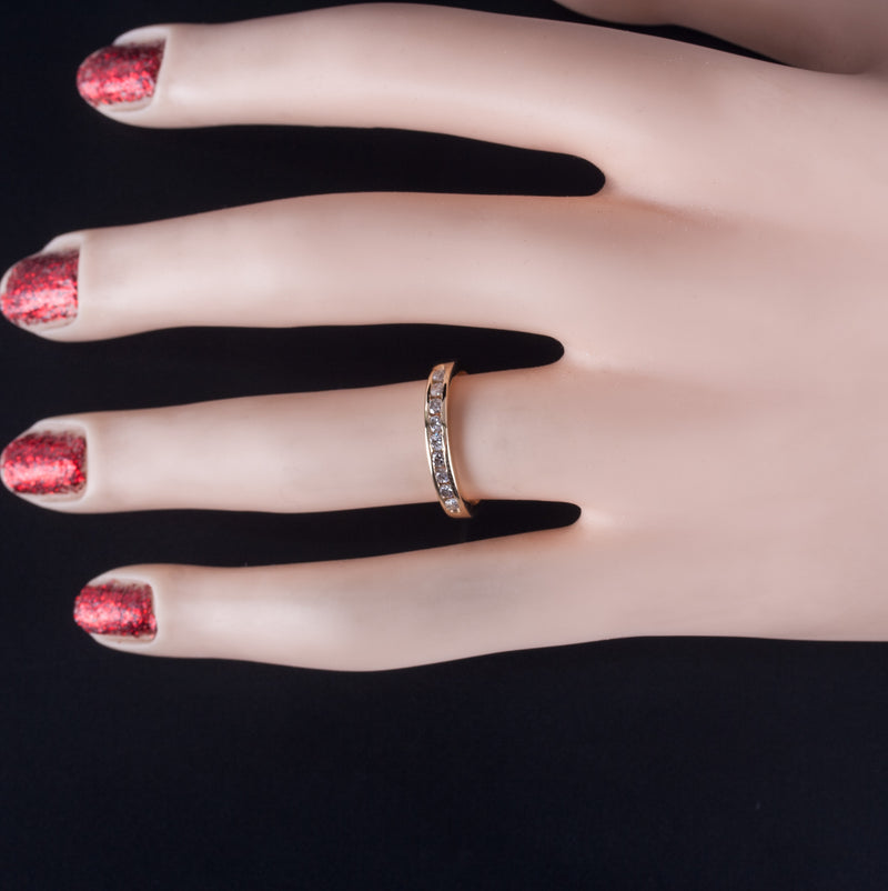 14k Yellow Gold Round H-I SI1-SI2 Diamond Channel Set Wedding Ring .27ctw 2.35g