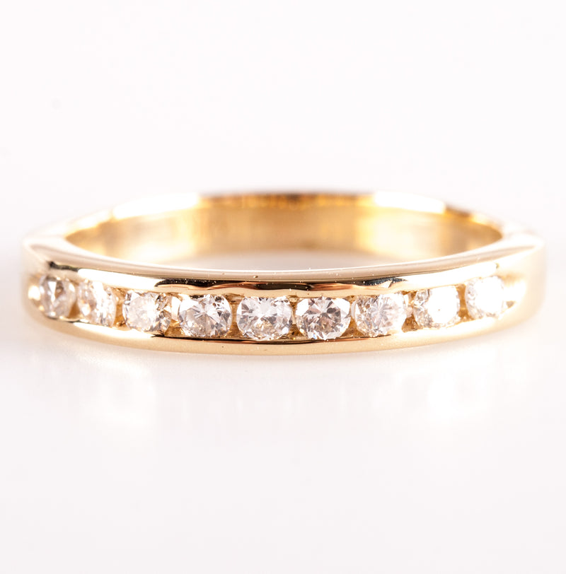 14k Yellow Gold Round H-I SI1-SI2 Diamond Channel Set Wedding Ring .27ctw 2.35g