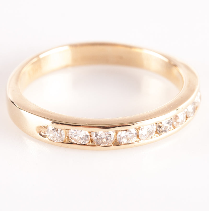 14k Yellow Gold Round H-I SI1-SI2 Diamond Channel Set Wedding Ring .27ctw 2.35g