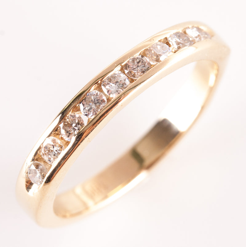 14k Yellow Gold Round H-I SI1-SI2 Diamond Channel Set Wedding Ring .27ctw 2.35g