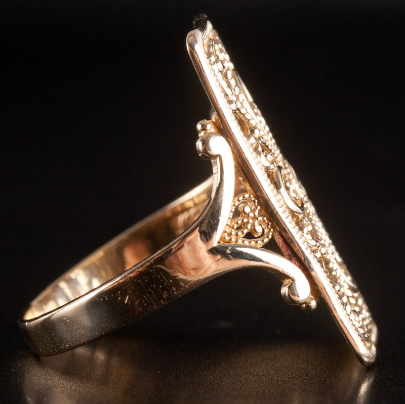 14k Yellow Gold Milgrain Floral Style Cocktail Ring 2.55g