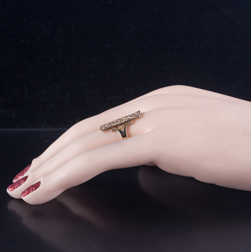 14k Yellow Gold Milgrain Floral Style Cocktail Ring 2.55g