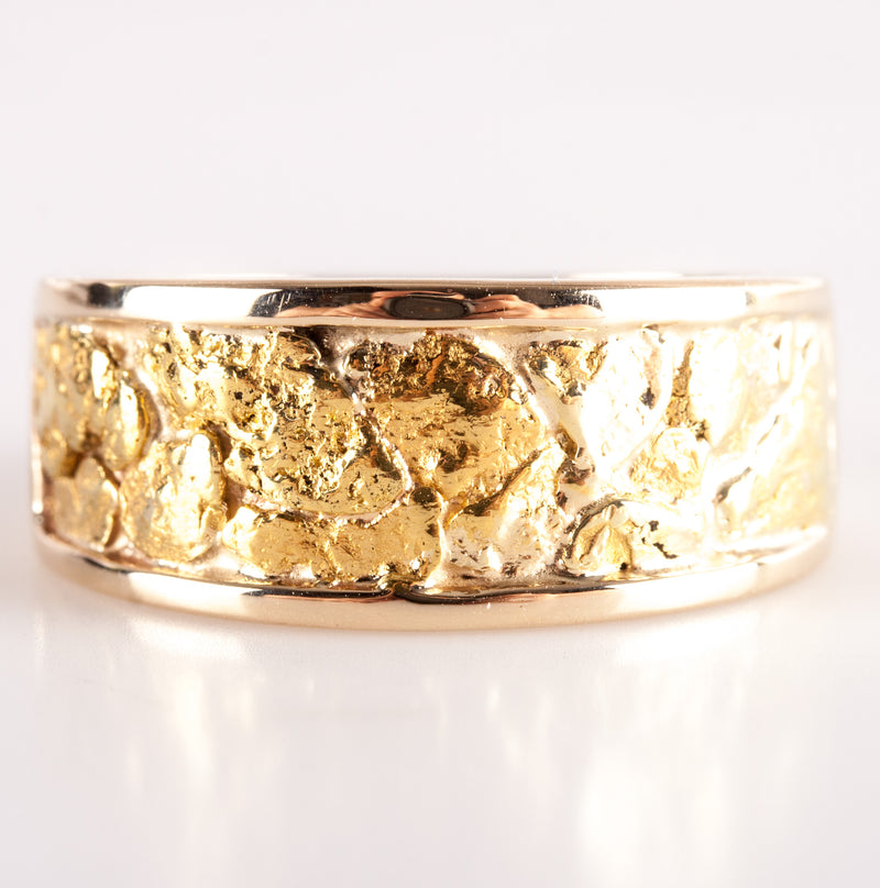 Men's 14k Yellow Gold / 21k Gold Nugget Inlay Style Ring 9.30g Size 10