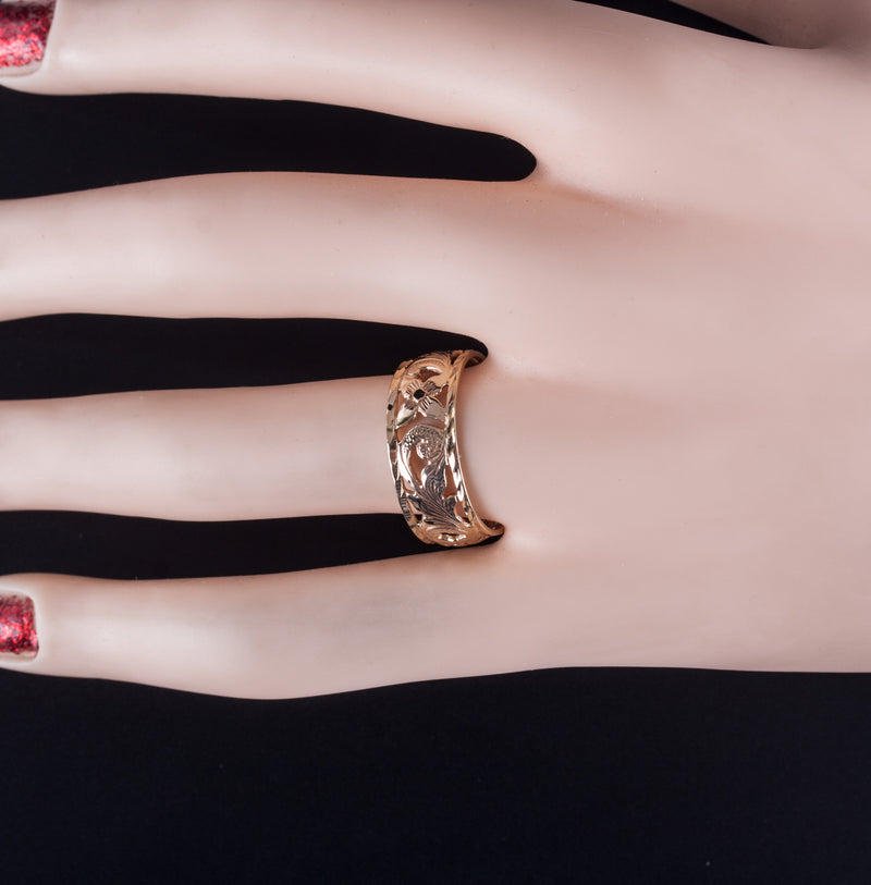 14k Yellow Gold Floral Style Wedding Anniversary Band Ring 2.95g Size 8.25