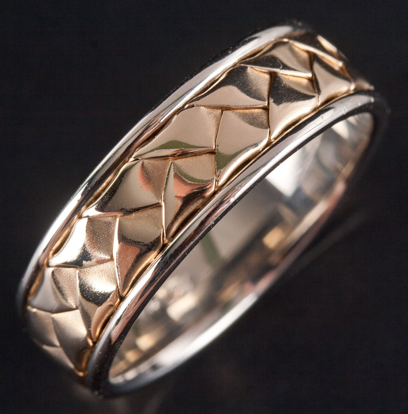 14k Yellow White Gold Two-Tone Style Wedding Anniversary Band Ring 6.62g