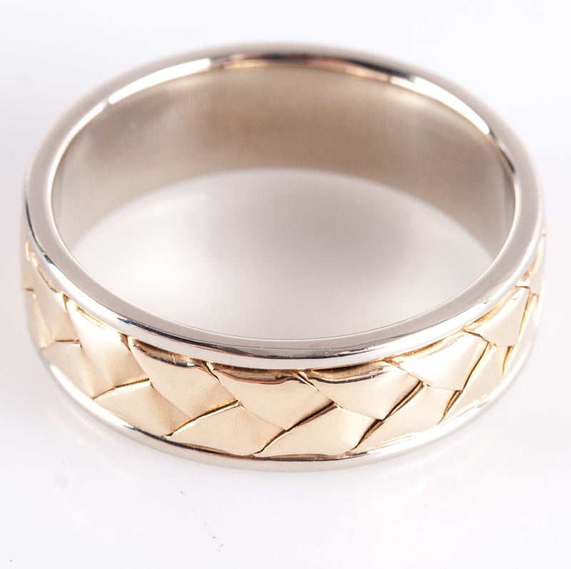 14k Yellow White Gold Two-Tone Style Wedding Anniversary Band Ring 6.62g
