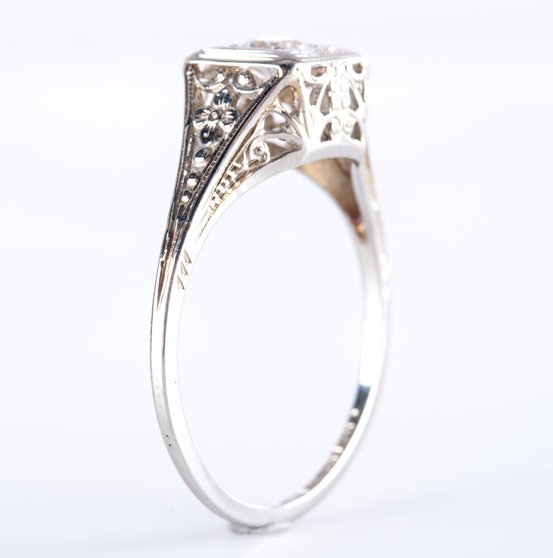 Vintage 1930's 18k White Gold Old European Diamond Engagement Ring .25ct 1.90g
