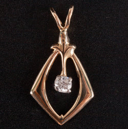 14k Yellow White Gold Round H SI3 Diamond Solitaire Pendant .06ct .55g