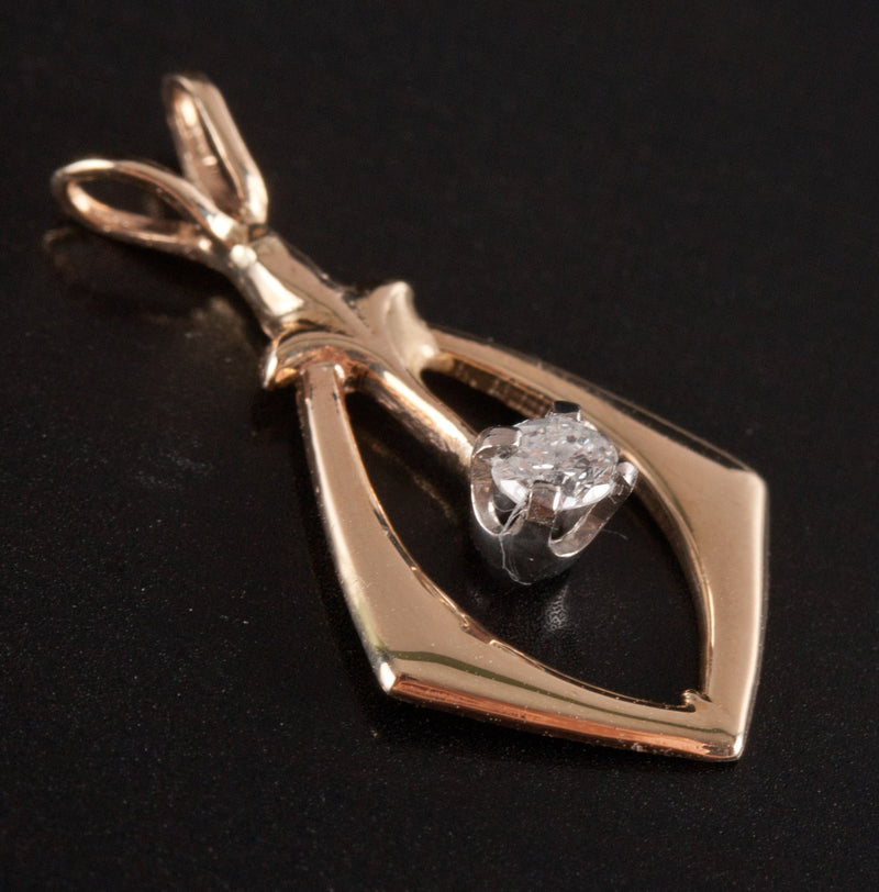 14k Yellow White Gold Round H SI3 Diamond Solitaire Pendant .06ct .55g