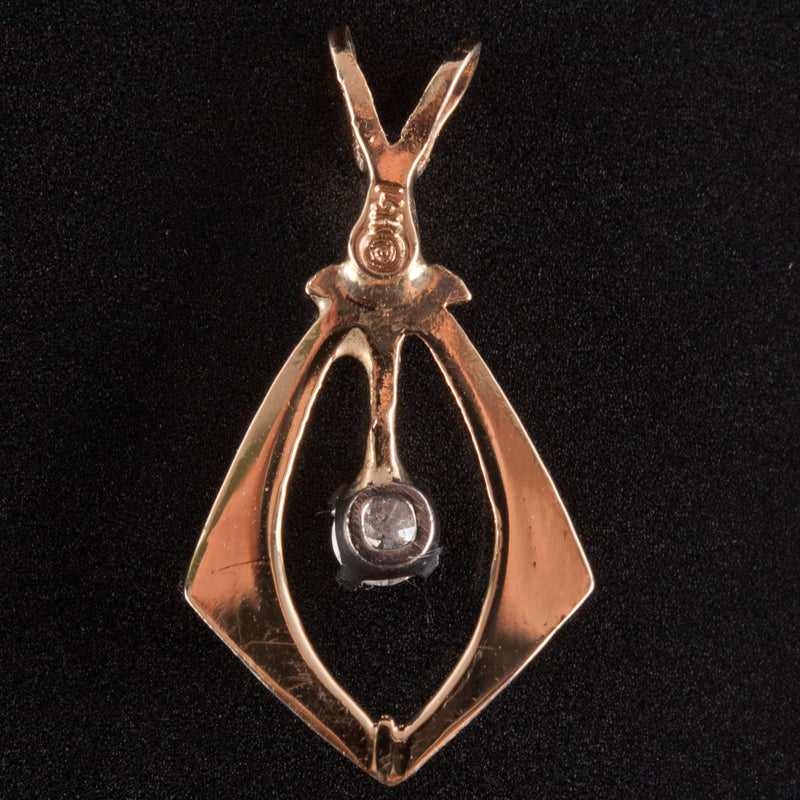 14k Yellow White Gold Round H SI3 Diamond Solitaire Pendant .06ct .55g